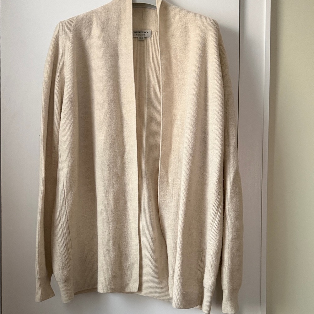 Repeat Cream merino wool Open Front Cardigan size 38/S